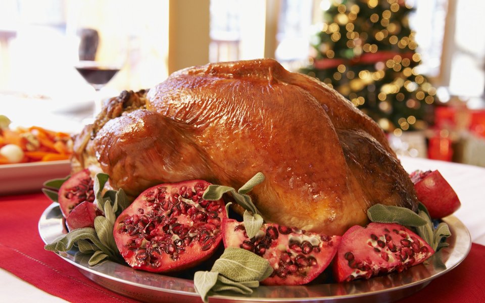 Roasted Turkey And Pomegranate Christmas Dinner