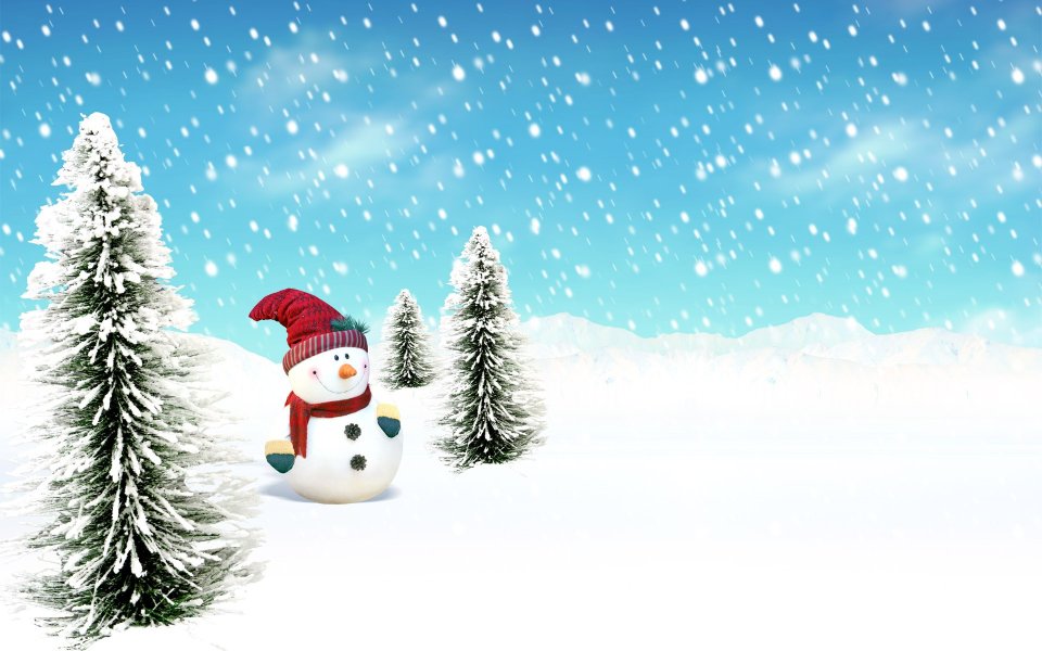 Cartoon Snowman Winter Scenery Illustration