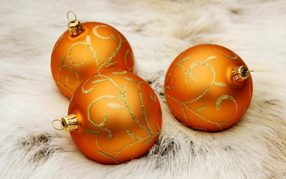 Orange Gold Pattern Christmas Ornaments