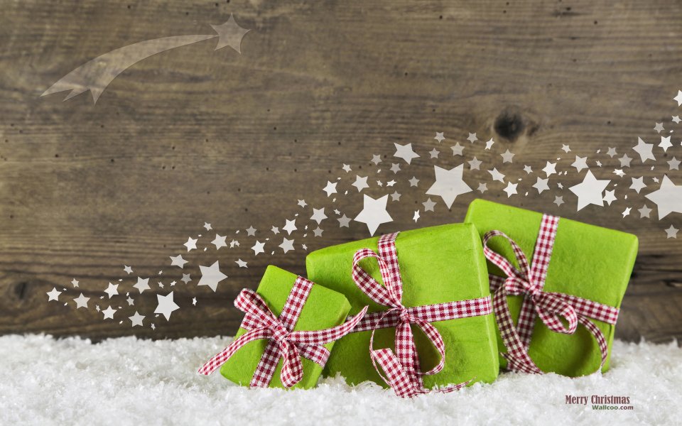 Green Christmas Gift Boxes With Checkered Ribbon