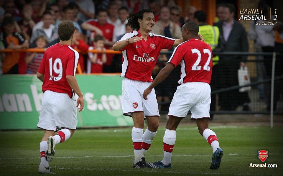 Arsenal Players Celebrating Against Barnet On 23 Oct 2007
