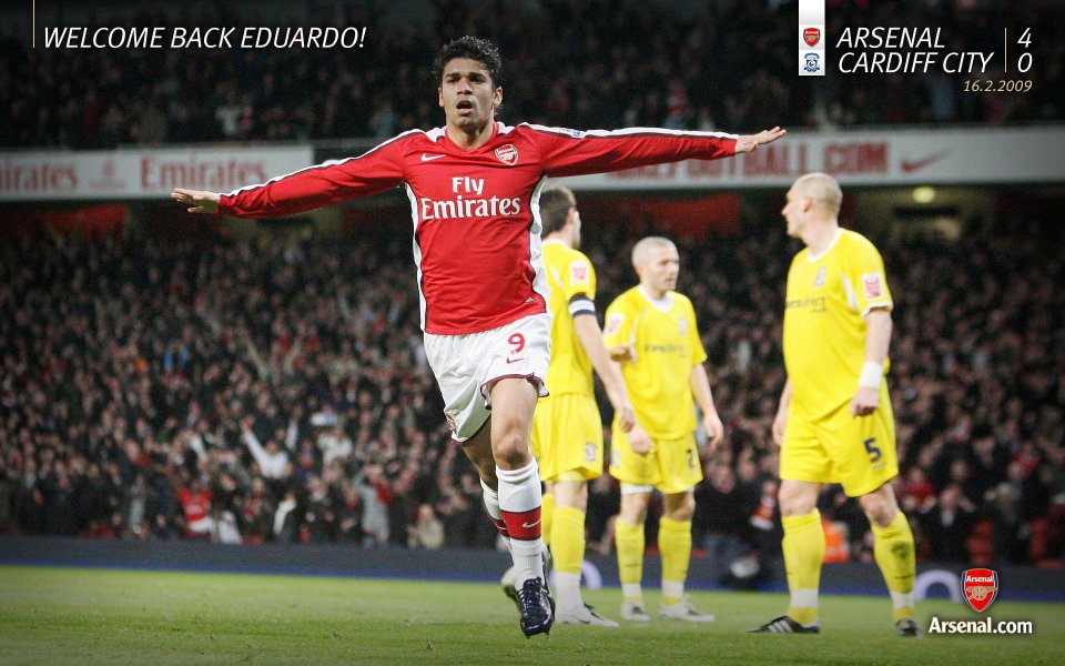 Arsenal Player Eduardo Celebrates Goal Vs Cardiff City 2009