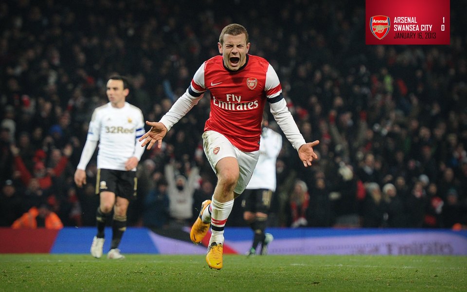 Arsenal Player Celebrating Goal Against Swansea City In 2013 Premier League Match