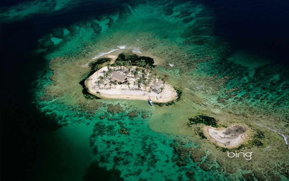 Honduras Tropical Uninhabited Island Aerial Scenery