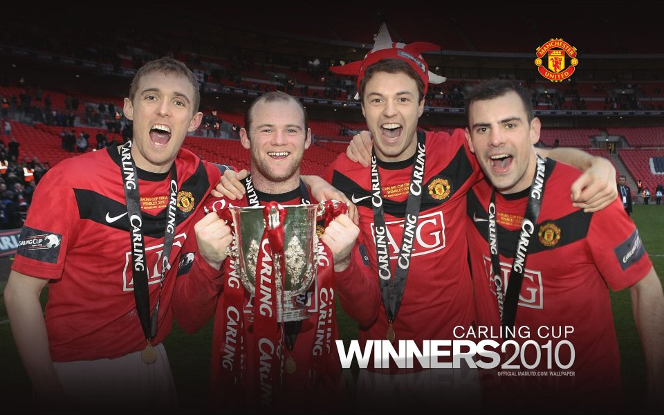 2010 Manchester United Carling Cup Winners Celebration Photo