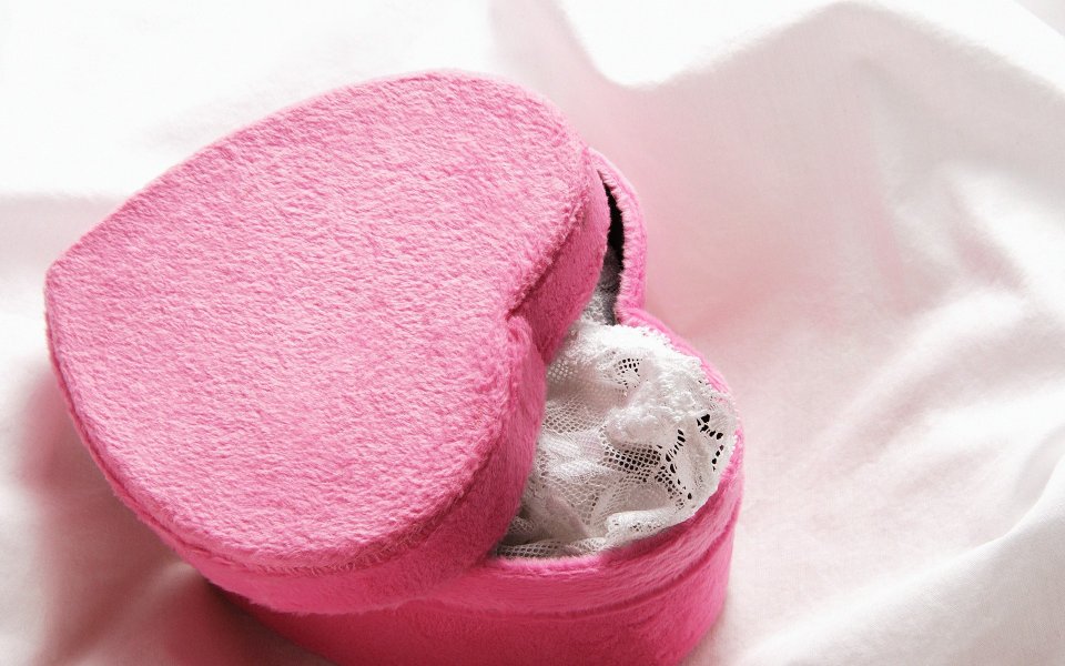 White Lace Underwear In Pink Heart Box