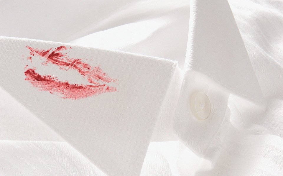 Red Lipstick Mark On White Shirt