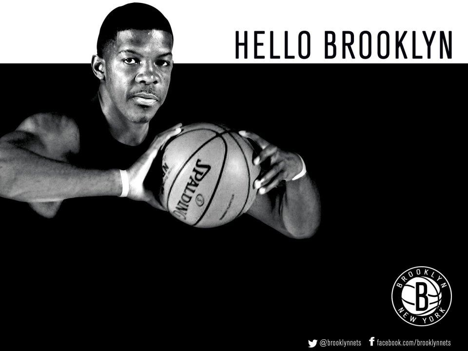 Brooklyn Nets Basketball Player Holding Ball Black White Minimalist Wallpaper