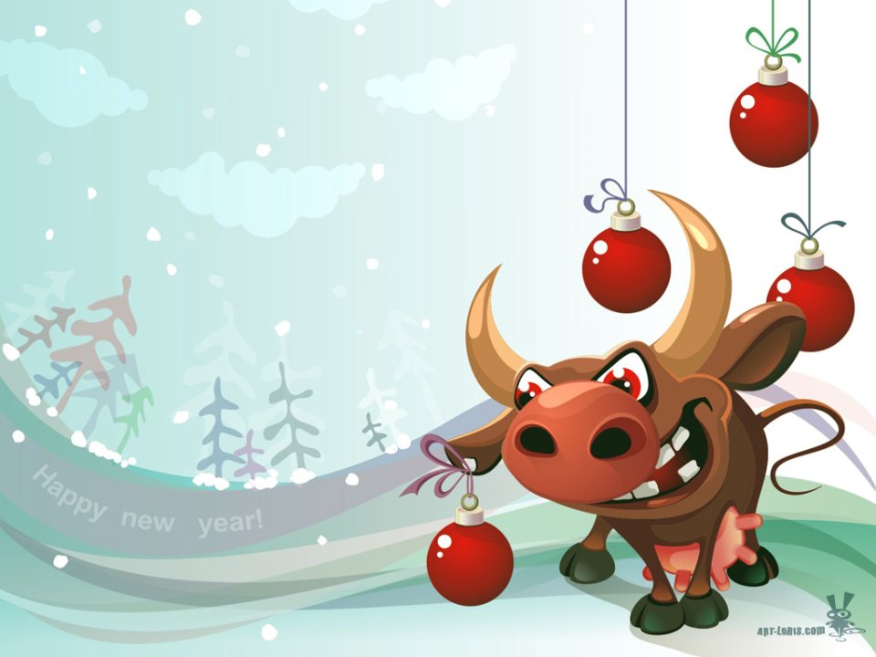 Cartoon Bull Winter New Year Illustration