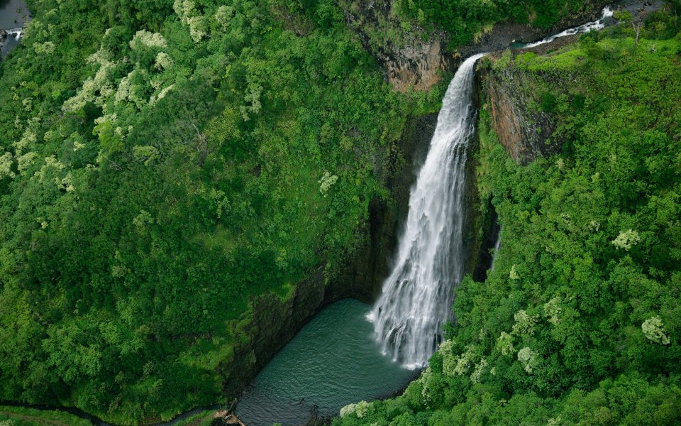 夏威夷哈纳佩佩山谷 Manawaiopuna Falls 瀑布