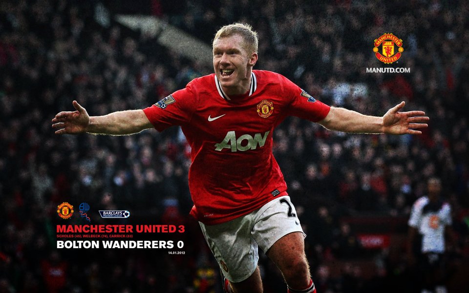 Paul Scholes Goal Celebration Manchester United 3 0 Bolton 2012