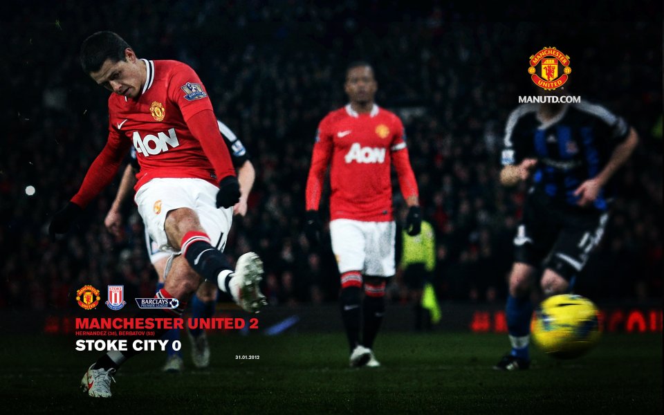 2012 Premier League Manchester United 2 0 Stoke City Match Poster