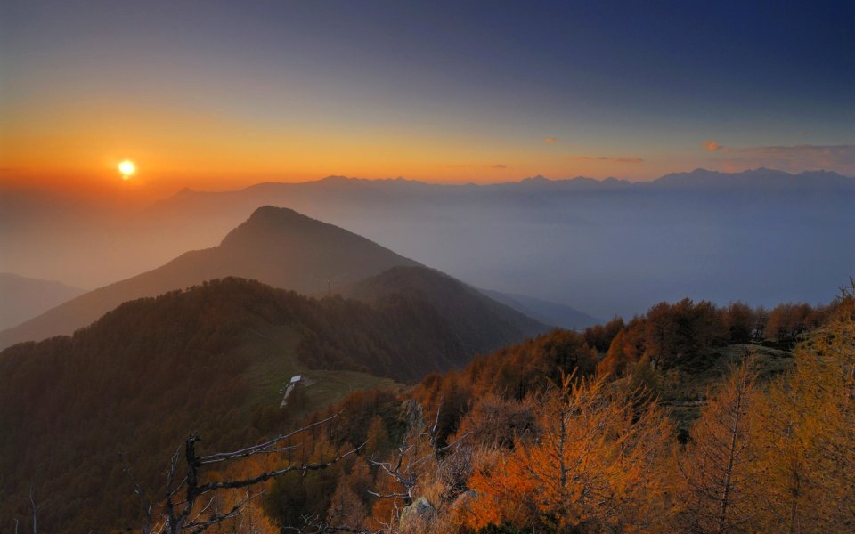 Sunset Over Monte Legnone Bergamo Alps Italy