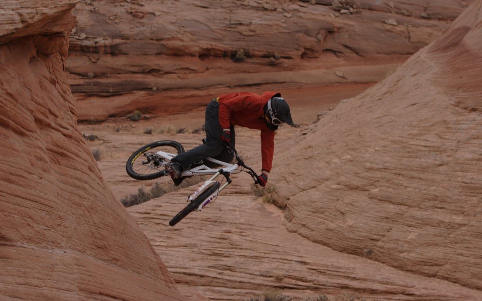 Mountain Biker Red Rock Desert Trick Scene