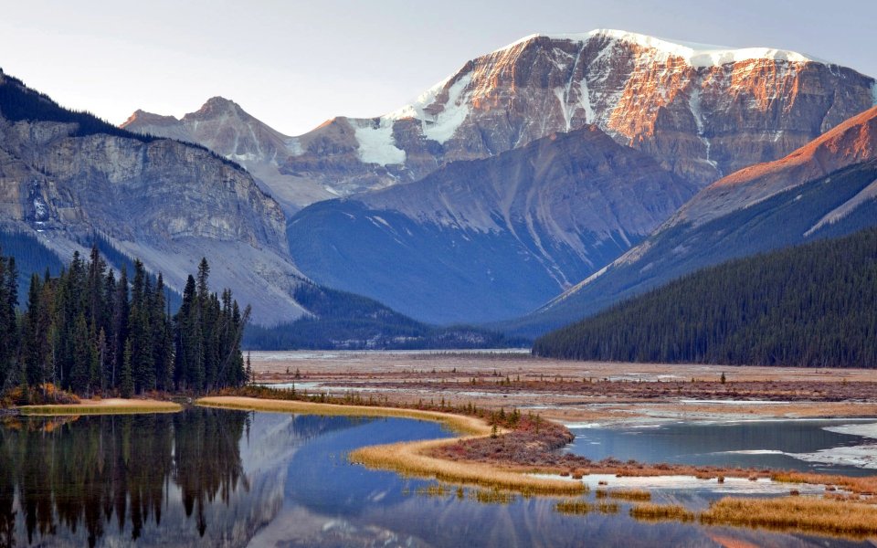 Mount Kitchener And Sunwapta River Jasper National Park