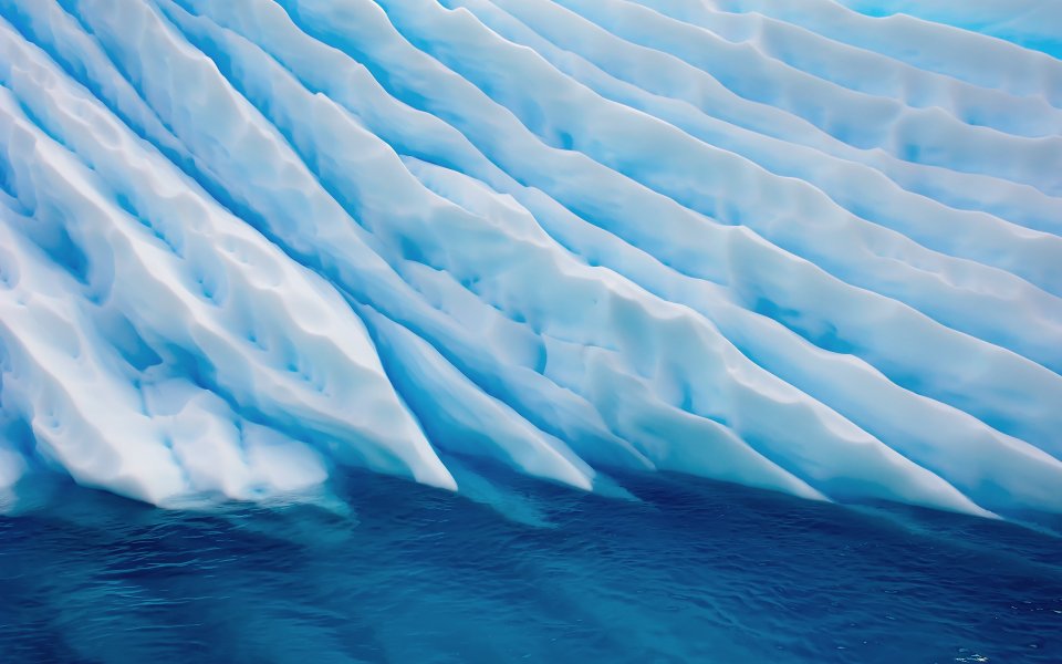 Layered Blue Ice Glacier Closeup Polar Ocean Landscape