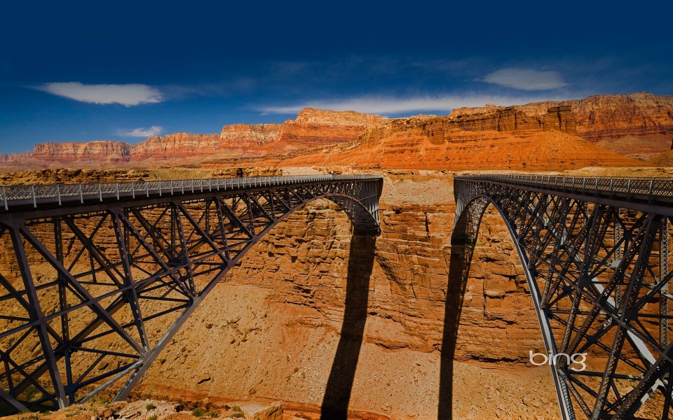 Navajo Bridge Over Colorado River Red Canyon Scenery