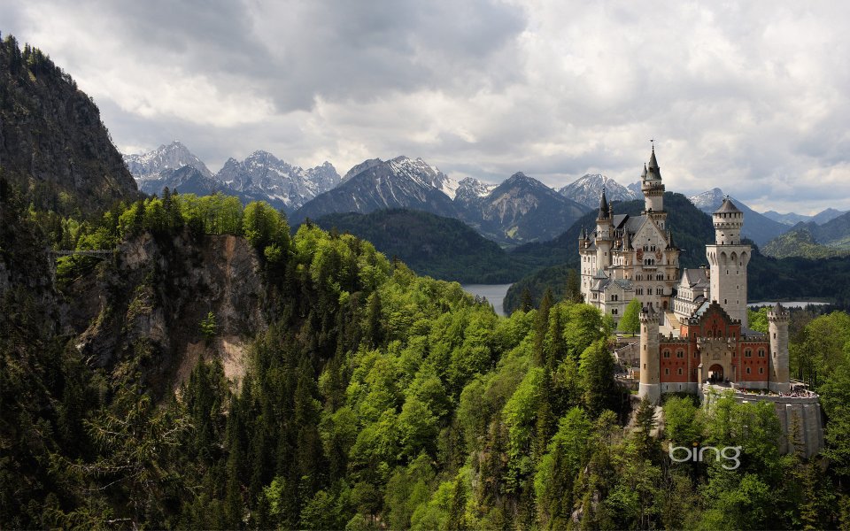 Neuschwanstein Castle Bavaria Germany Mountain Landscape