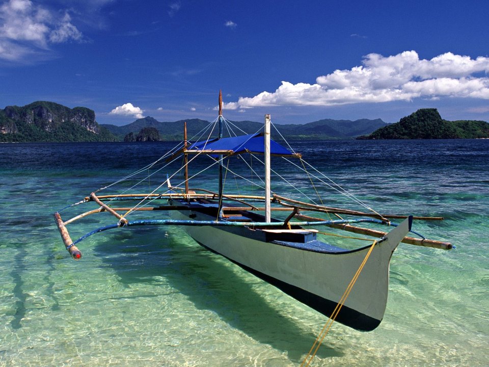 Palawan Island Philippines Tropical Sea Bangka Boat Scenery