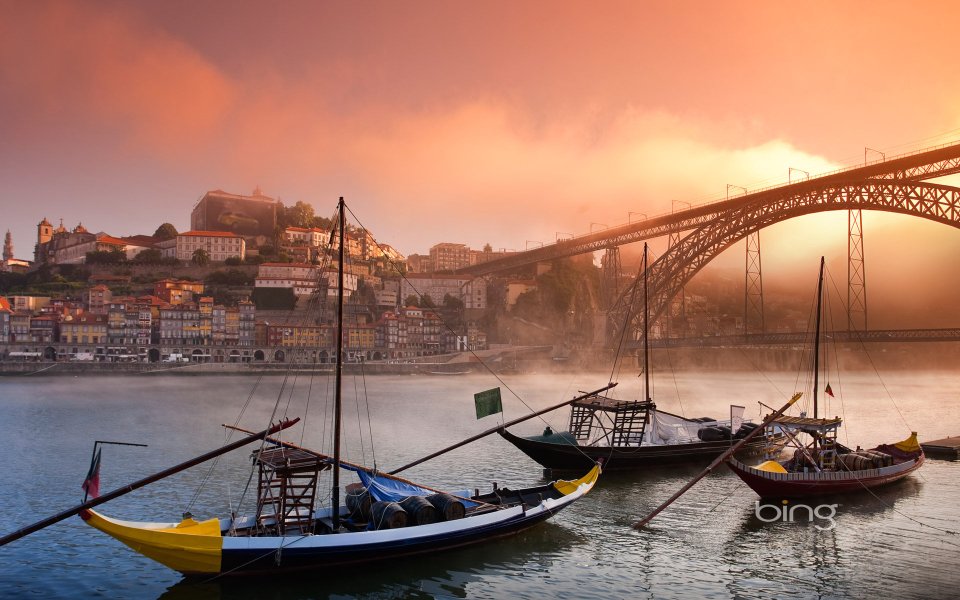 Douro River Portugal Sunrise Porto Dom Luis I Bridge