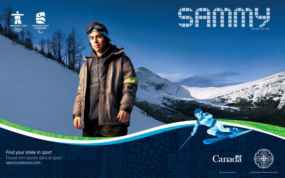 2010温哥华冬奥会滑雪主题宣传海报 Sammy 纳基斯卡滑雪场