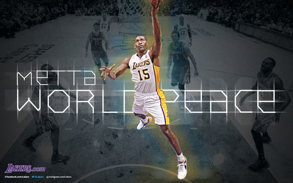 Lakers 15 Metta World Peace Basketball Dunk Wallpaper