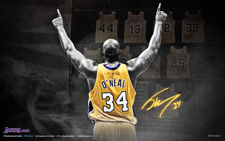 Shaquille O'Neal Los Angeles Lakers 34 Jersey Retirement Tribute