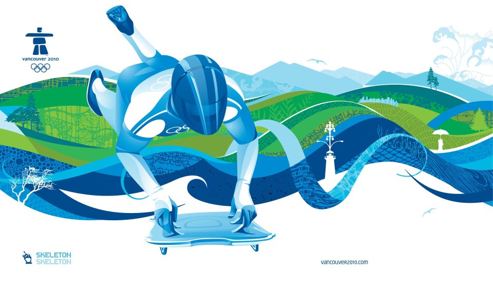 2010温哥华冬奥会钢架雪车项目主题插画