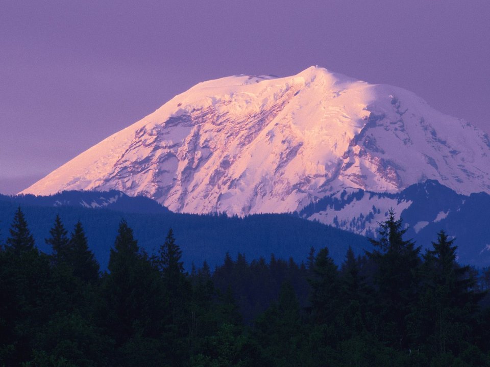 Snow Covered Mount Rainier Washington Sunrise Landscape