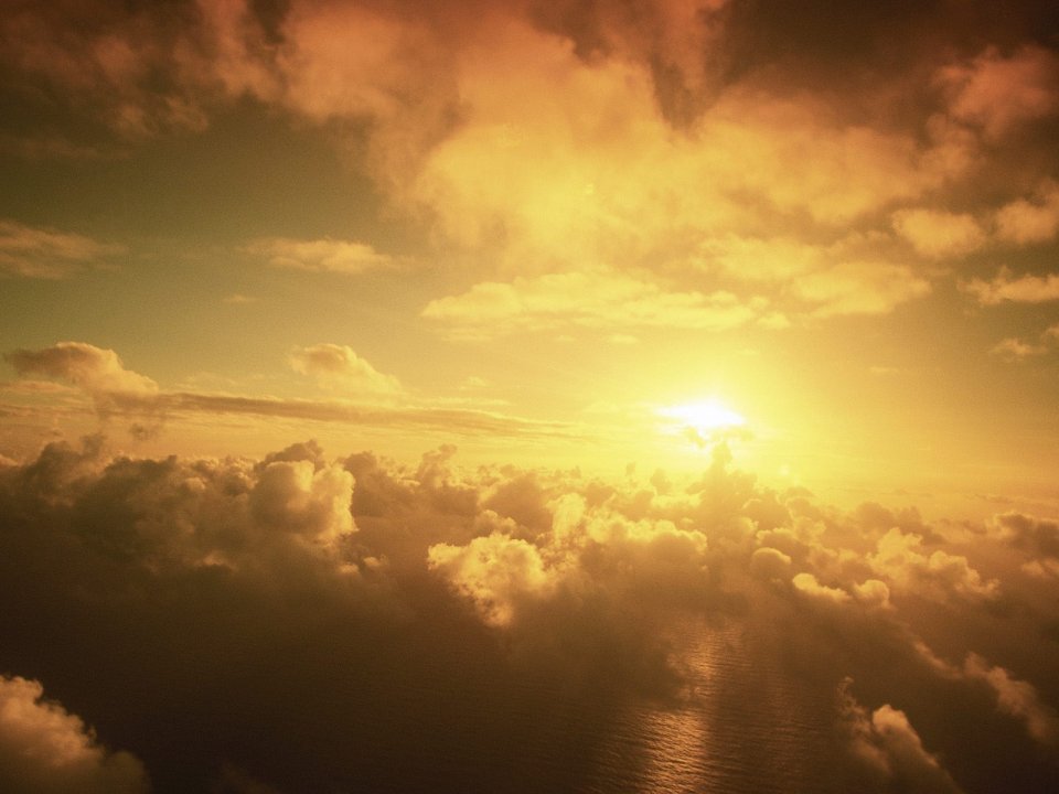 Sunny Skies Aerial Golden Sunrise Sea Of Clouds