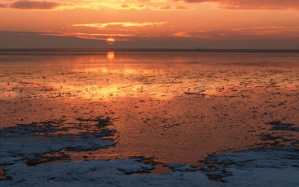 Sunset Over The Wadden Sea Germany