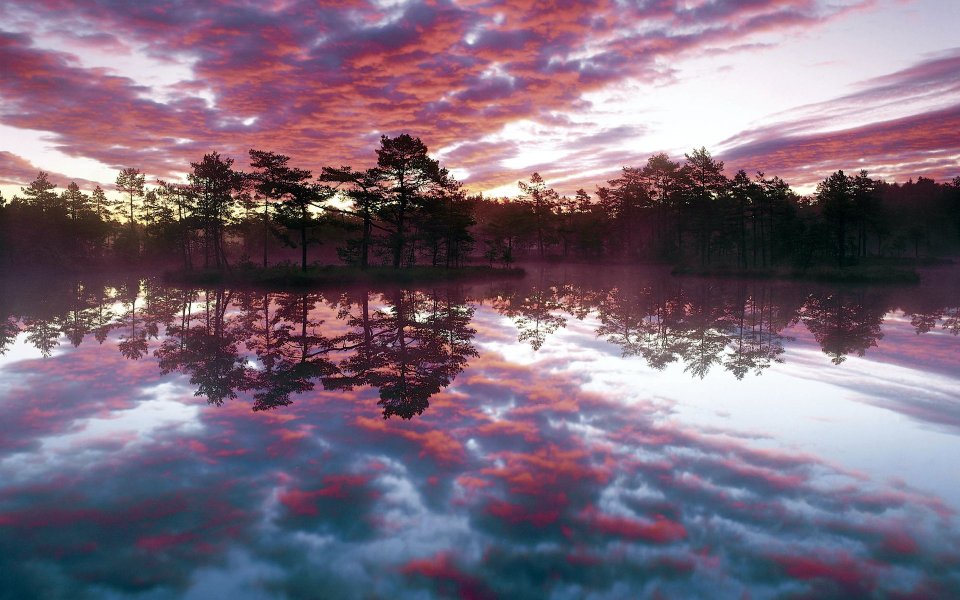 Sunset Reflections Knuthojdsmossen Sweden