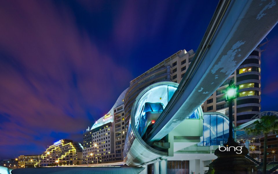 Sydney Monorail Night Cityscape Australia
