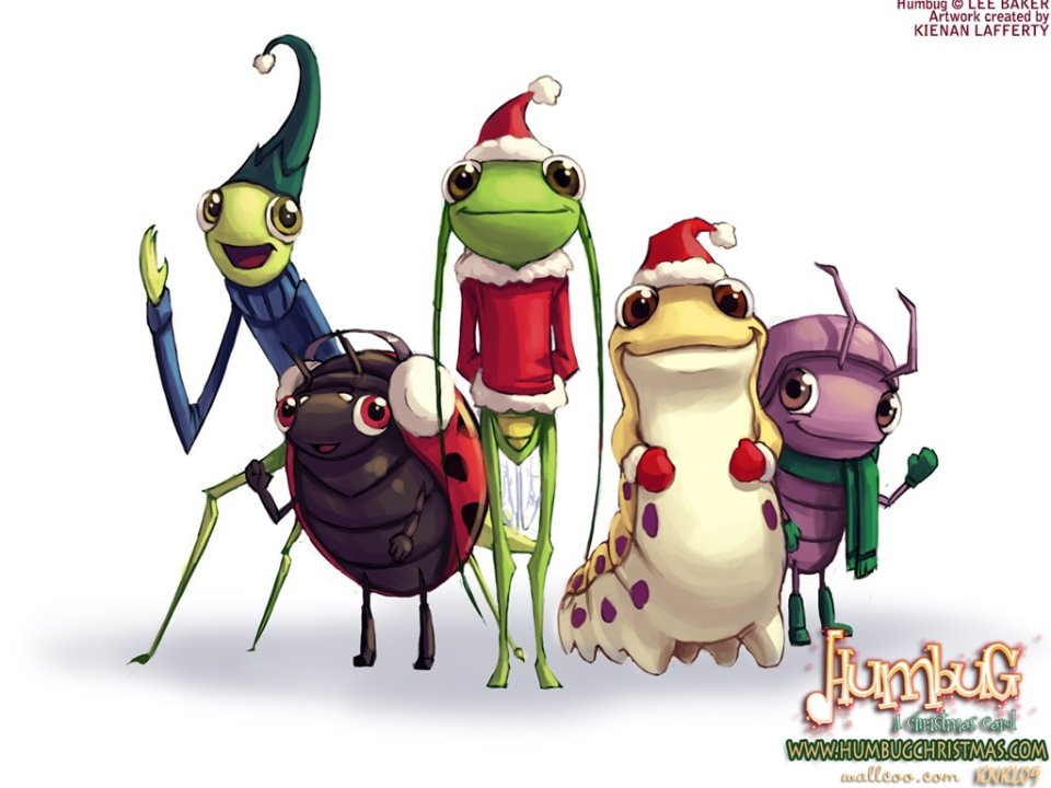 Humbug Christmas Card Cute Cartoon Insects