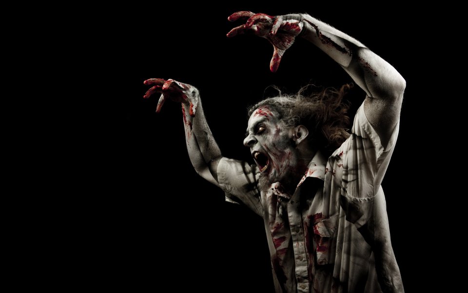 Bloody Screaming Zombie Close Up