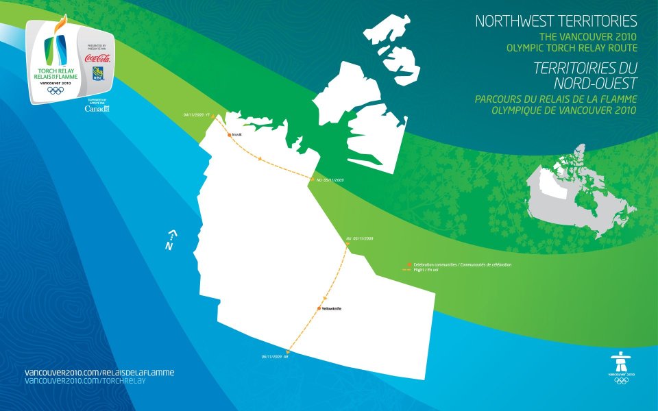 Vancouver 2010 Olympic Torch Relay Northwest Territories Route Map