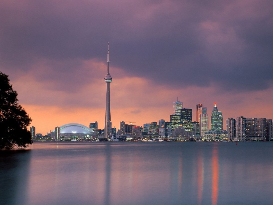 Toronto Skyline Ontario Canada Dusk Waterfront Cityscape