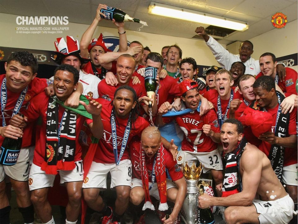 2008 Manchester United Premier League Champions Locker Room Celebration