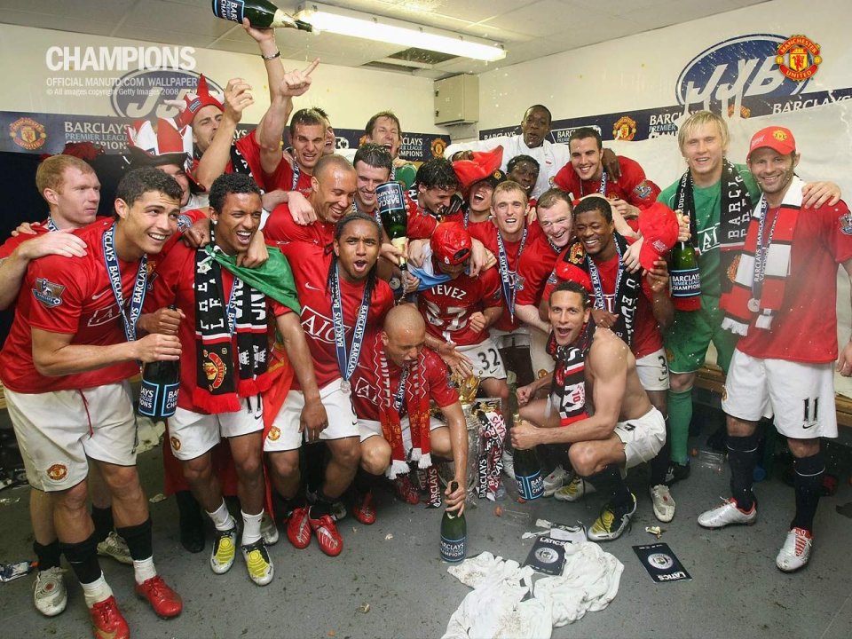 Manchester United 2008 Premier League Champions Locker Room Celebration