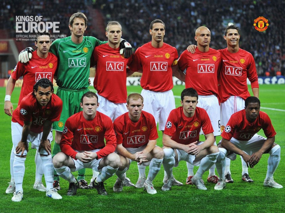 2008 Manchester United Champions League Lineup Photo