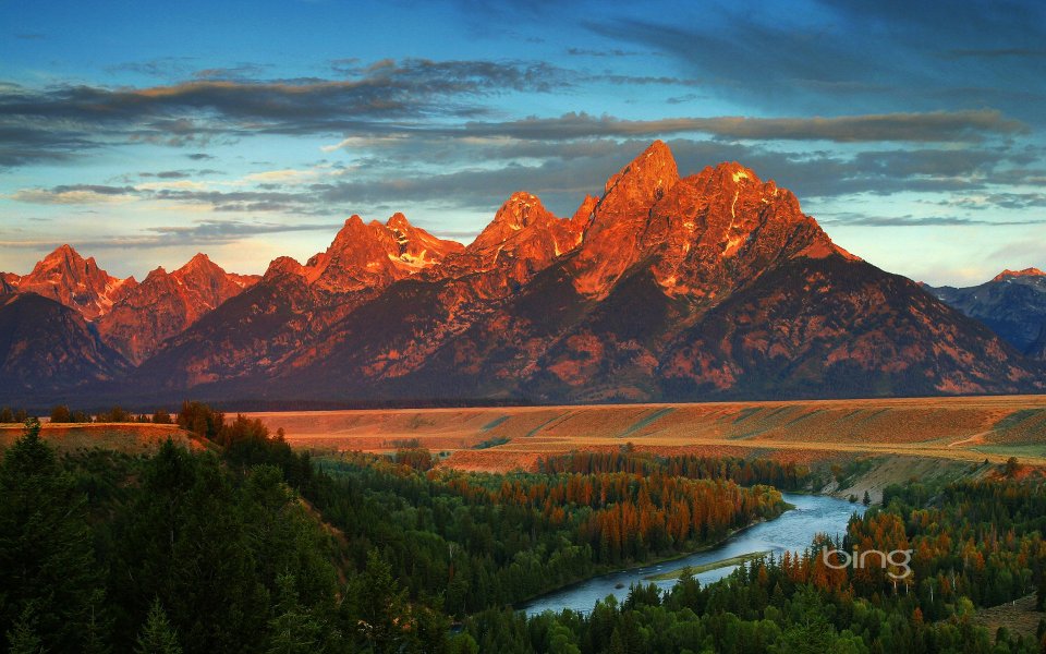 Grand Teton Range Wyoming Sunrise Alpenglow Landscape