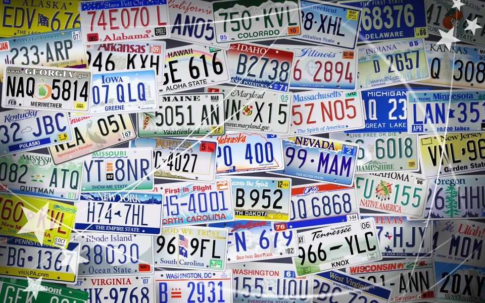USA State License Plates Collage Wallpaper