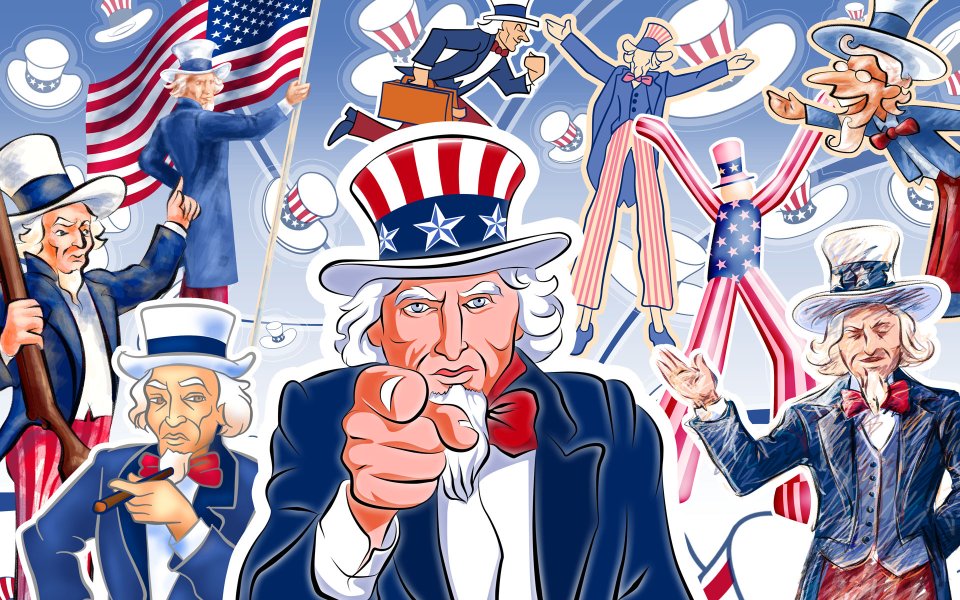 Uncle Sam Patriotic Illustration Celebrating US Independence Day