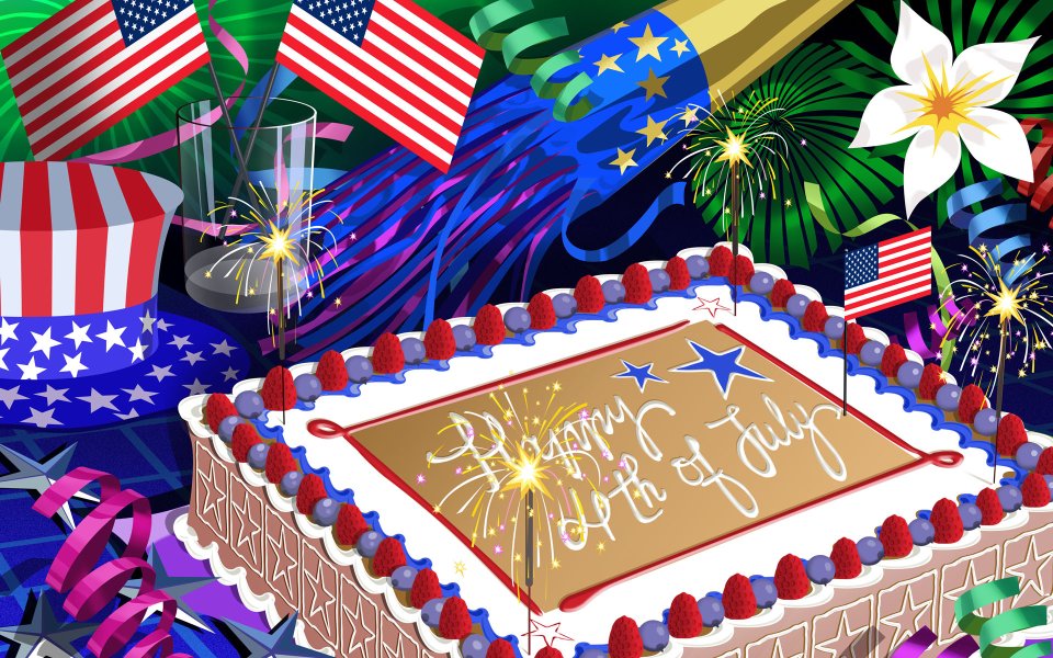美国独立日七月四日庆祝主题矢量插画