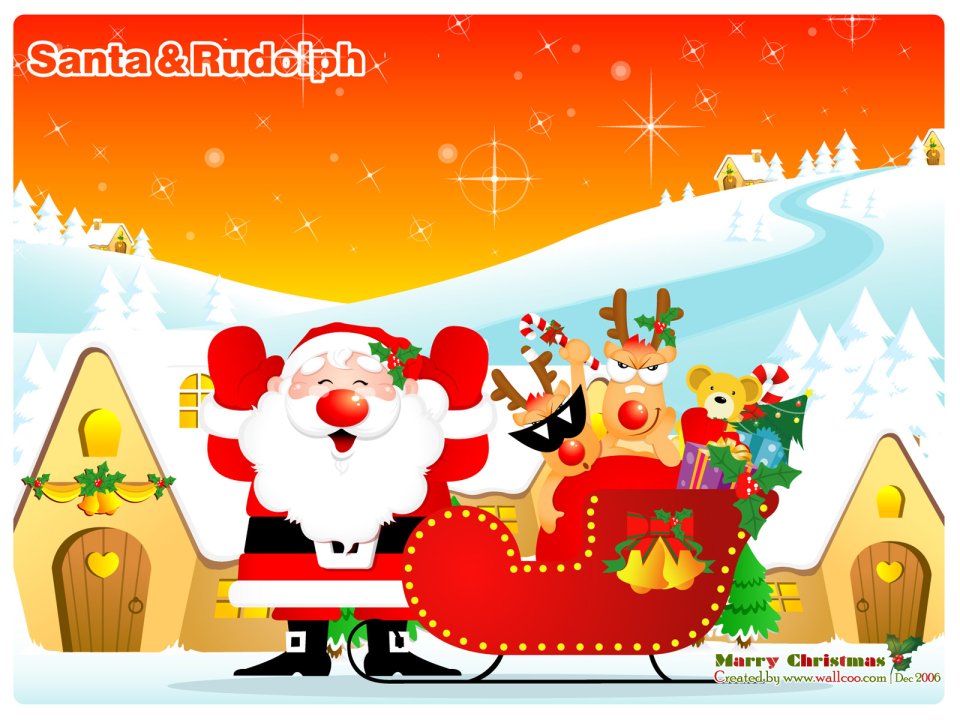 Santa And Rudolph Happy Sleigh Journey