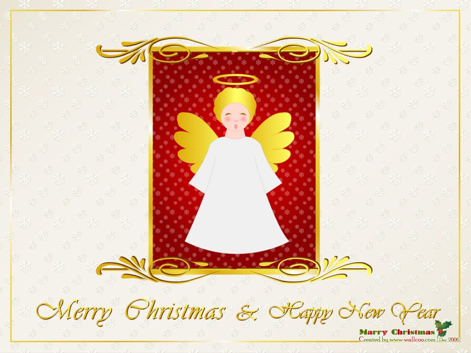 Angel Christmas Card Vector Illustration