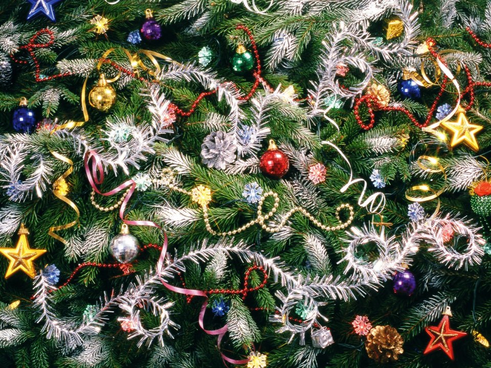 Vintage Christmas Tree Decorations Closeup