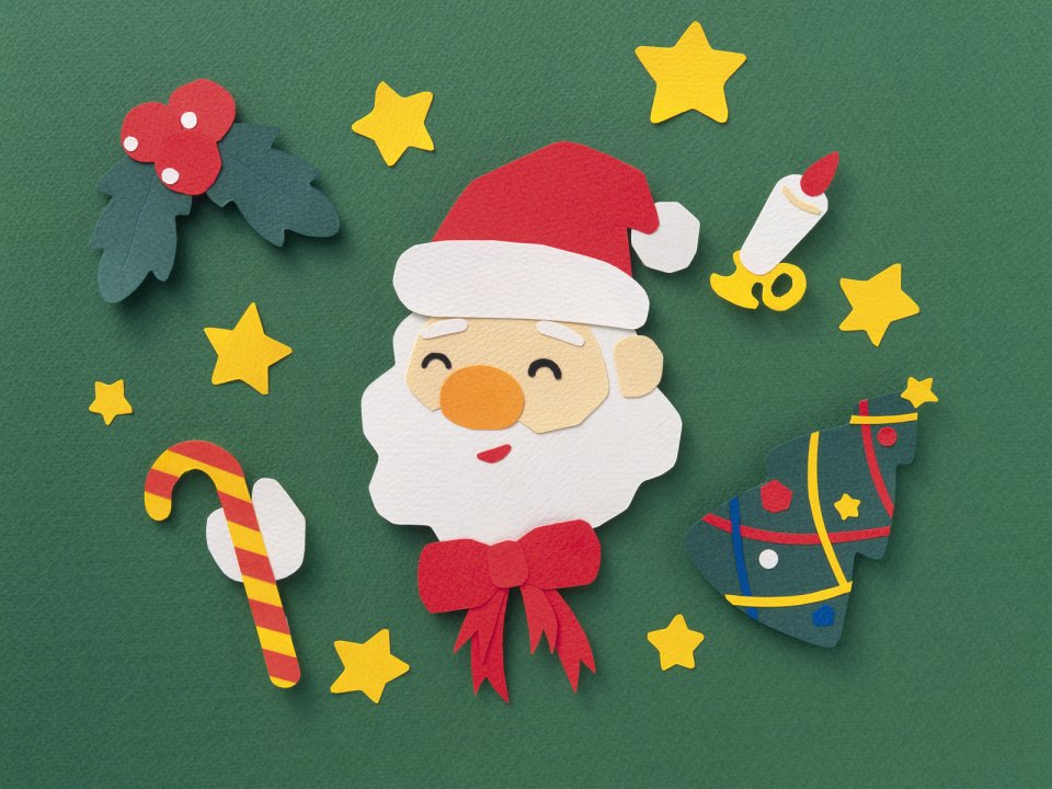 Vintage Paper Art Santa Claus Christmas Elements