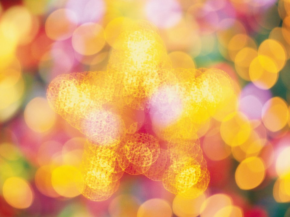 Dreamy Golden Christmas Star Macro Bokeh