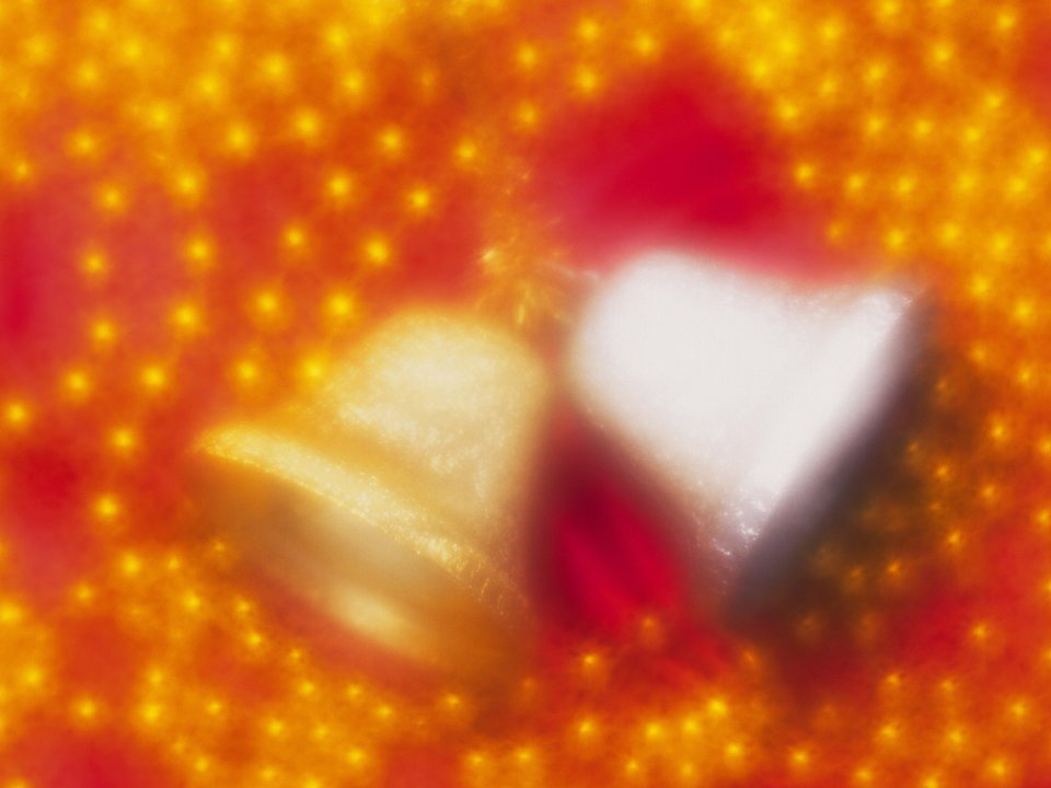 Dreamy Bokeh Golden And White Christmas Bells